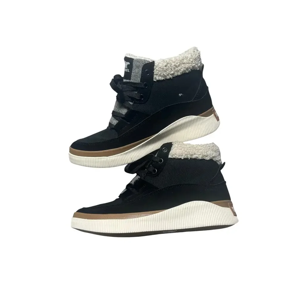 Sorel Out 'N About IV Mid Sneakers Womens 8.5 Black/Sea Salt Waterproof Mid Top - Picture 8 of 15